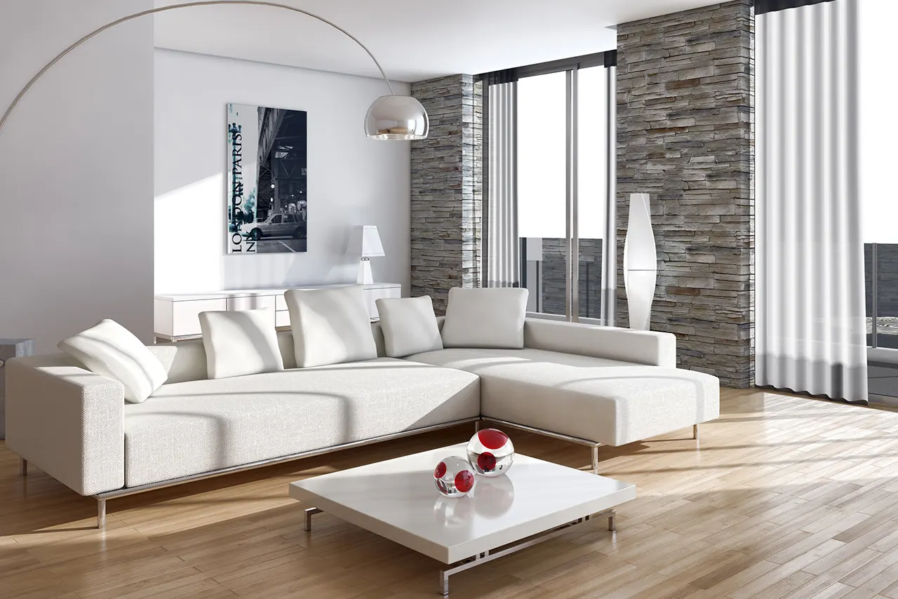 Blurred abstract background interior view looking out toward to empty office lobby and entrance doors and glass curtain wall with frame - blue white balance processing style